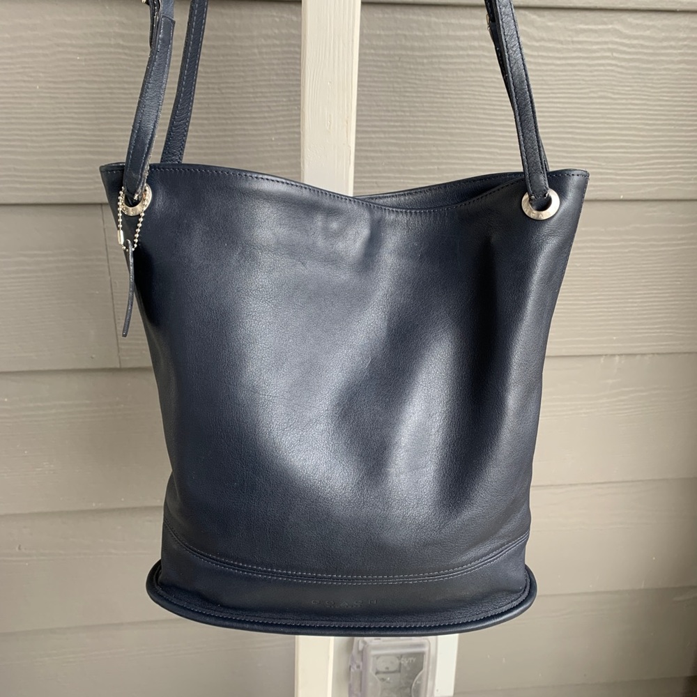 VTG Coach Bucket Tote Purse Bag Dark Navy Blue